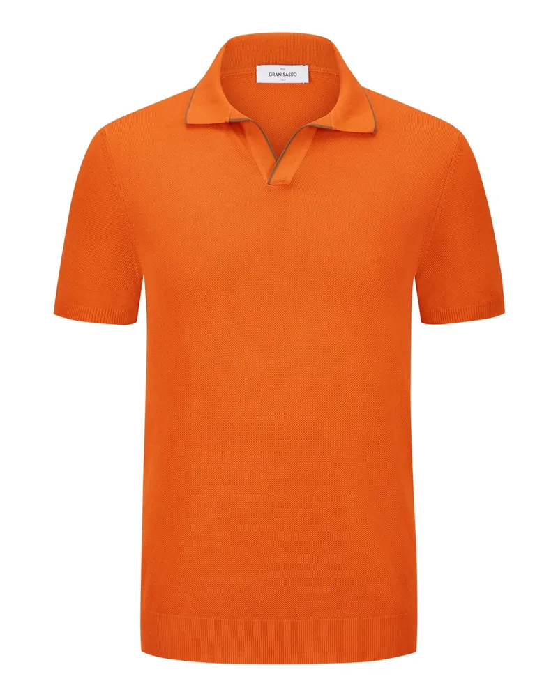 Gran Sasso Perlstrick-Poloshirt mit Variokragen Orange