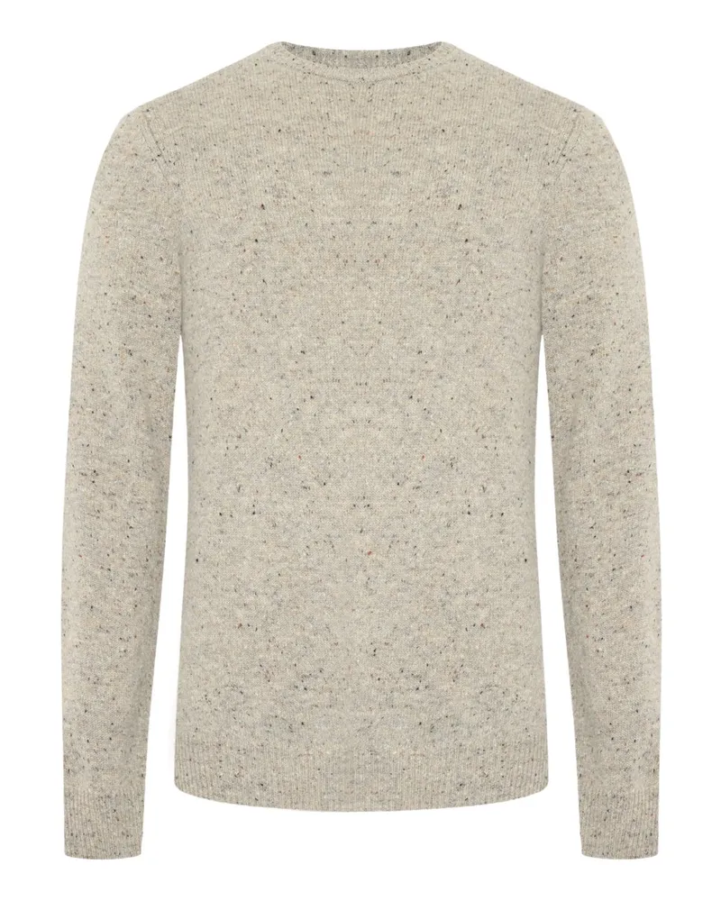 Tom Rusborg Melierter Rundhalspullover aus einem Woll-Mix in Beige