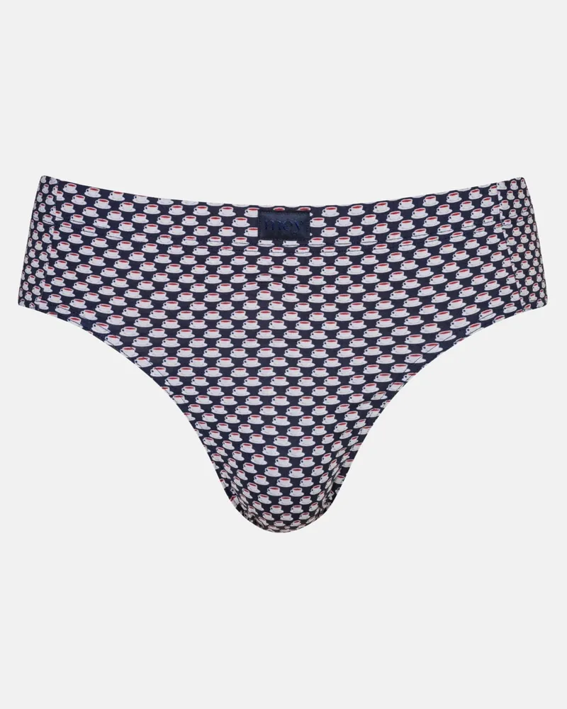 Mey Modal-Slip mit Stretch und Espresso-Motiven in Blau