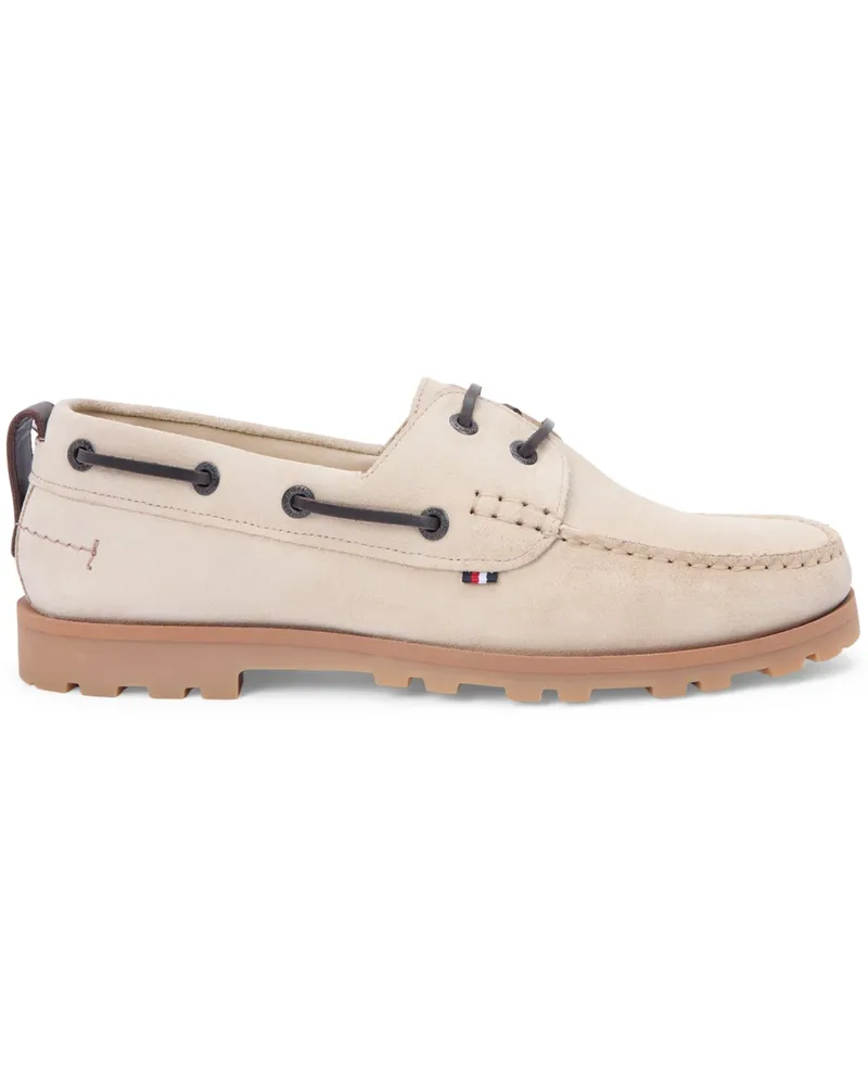 Tommy Hilfiger Bootsschuhe mit Profilsohle und Kontrastdetails in Beige