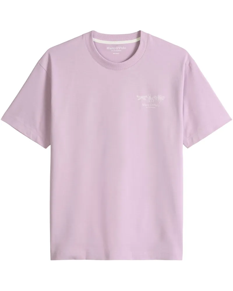 Marc O'Polo T-Shirt aus Baumwolle mit beidseitigem Print, Relaxed Fit in Rosenrot