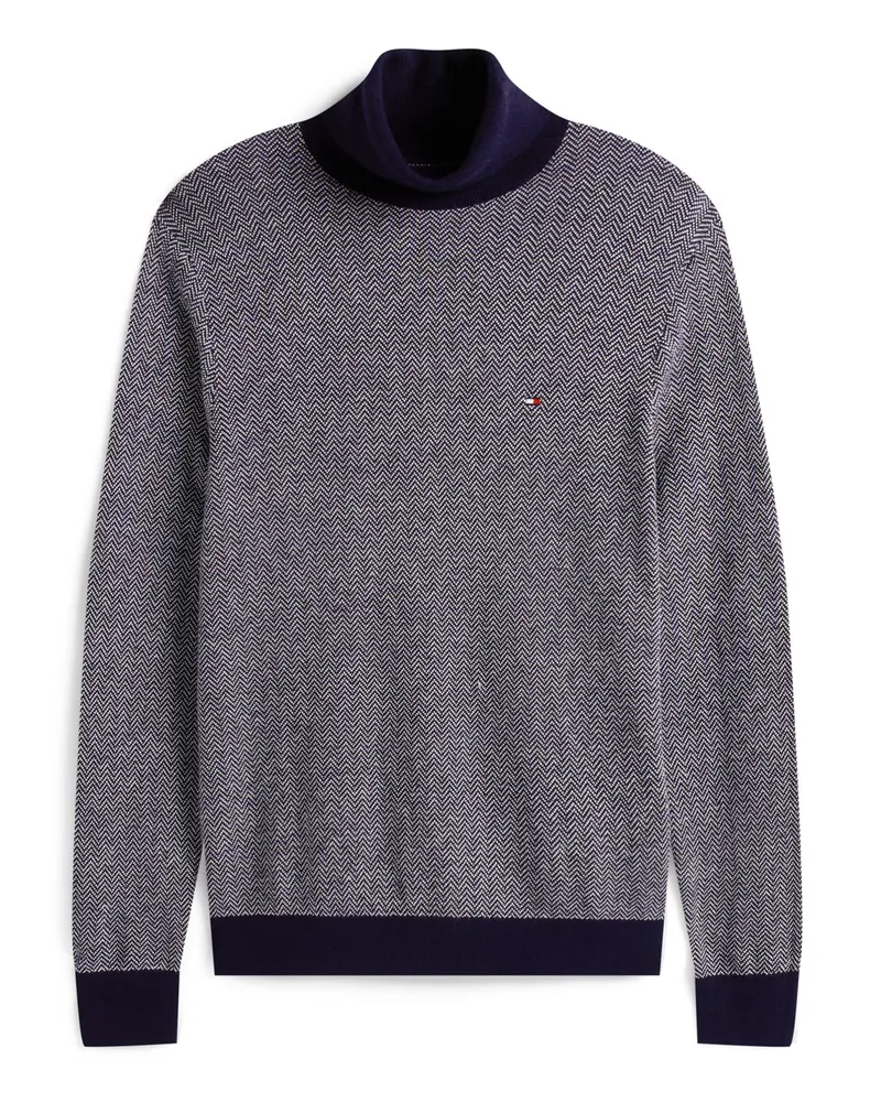 Tommy Hilfiger Rollkragenpullover mit Kaschmiranteil und Logo-Aufnäher in Marine