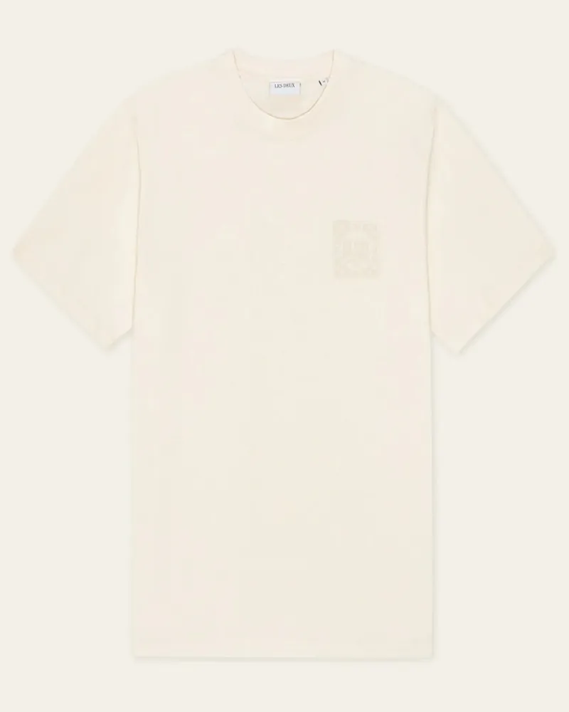 LES DEUX T-Shirt mit beidseitigem Label-Print, Regular FIt in Natur