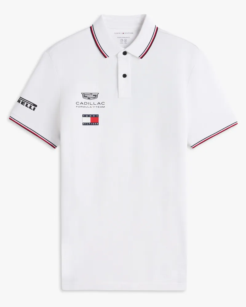 Tommy Hilfiger TH x Cadillac Formula 1® Team Poloshirt in Performance-Qualität in Weiß