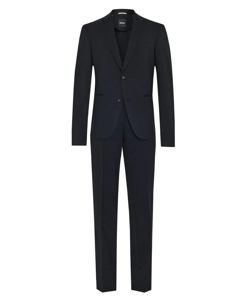 HUGO BOSS Leichter Woll-Anzug mit dezentem Karomuster und Stretch, Regular Fit in Marine