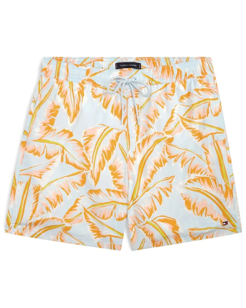 Tommy Hilfiger Schnelltrocknende Badeshorts mit floralem Print in Gelb