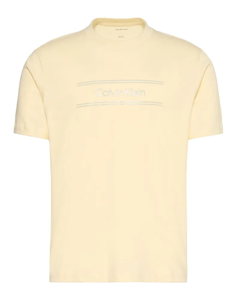 Calvin Klein T-Shirt aus Baumwolle mit Label-Print, Regular Fit in Gelb