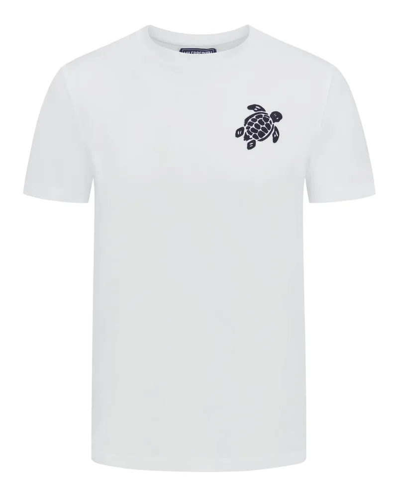 Vilebrequin Softes T-Shirt aus Bio-Baumwolle mit Brust-Stickerei in Weiß