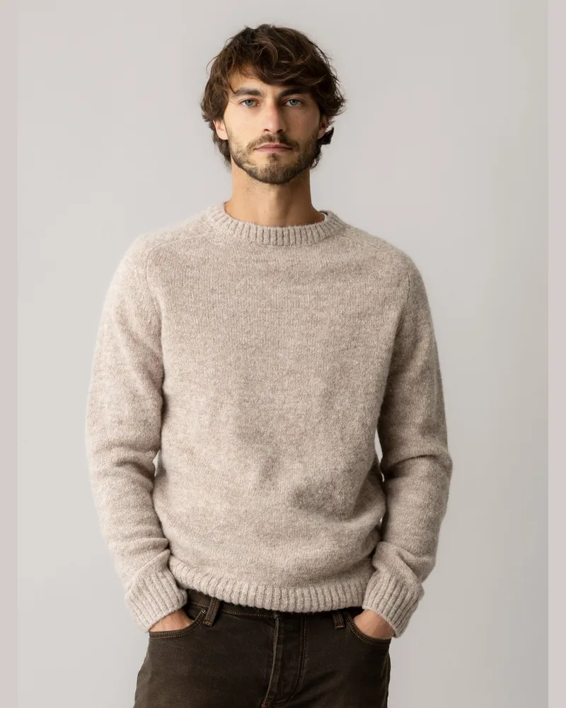 Mos Mosh Softer Rundhalspullover Carlos mit Alpaka-Wolle in Beige