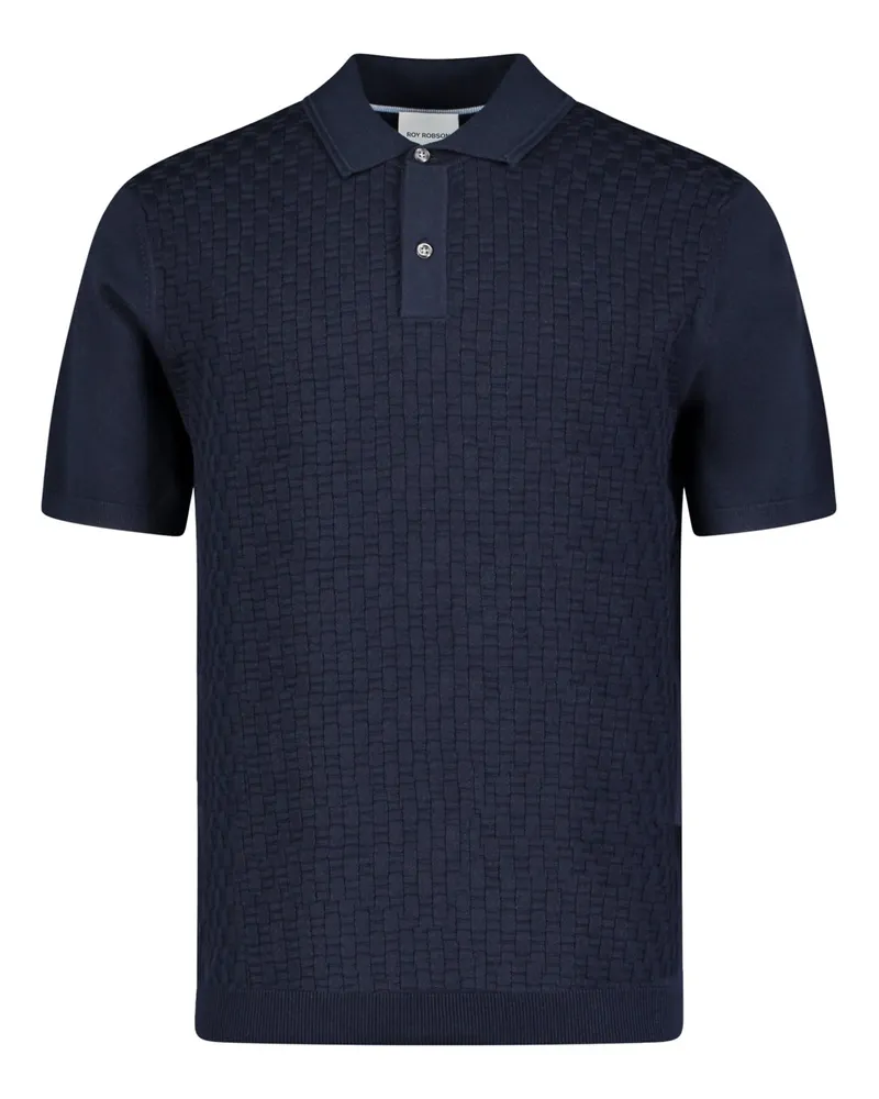 Roy Robson Strick-Poloshirt aus einem Baumwoll-Mix mit strukturierter Vorderseite in Marine