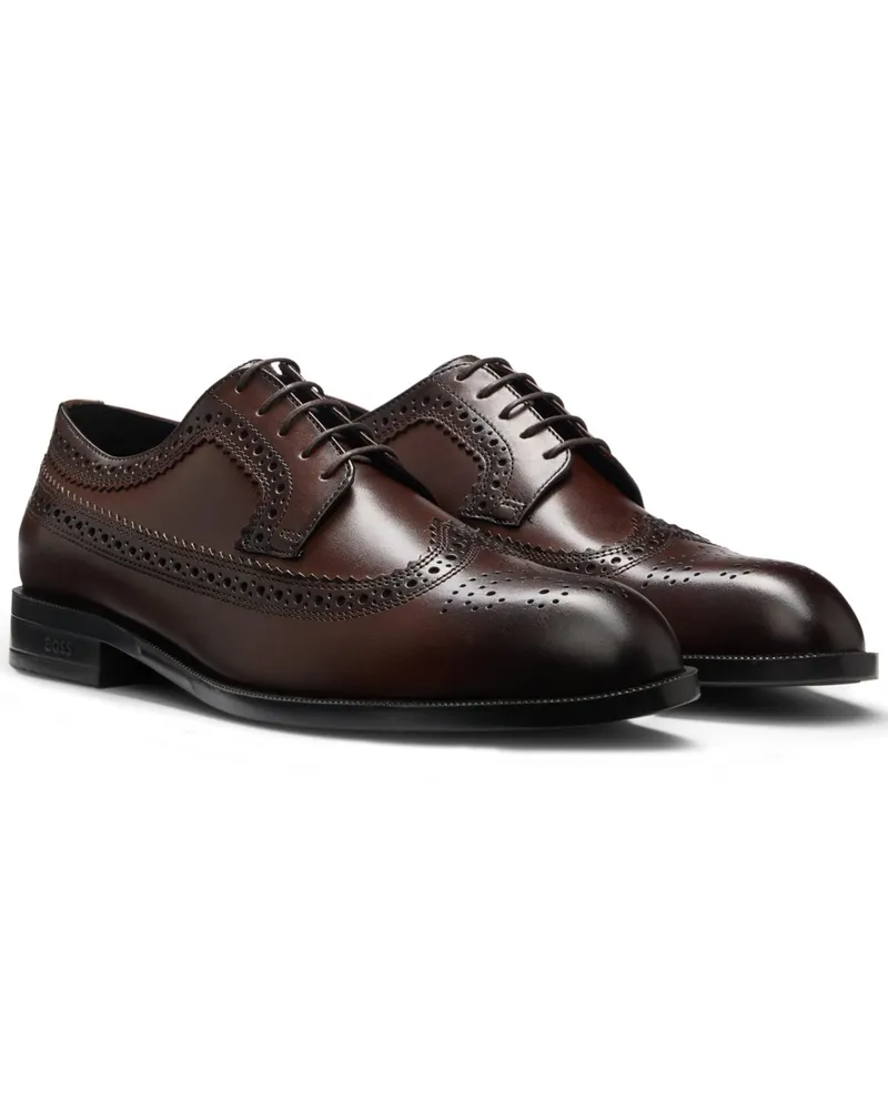 HUGO BOSS Derby-Schnürer mit Budapester-Details in Schwarz
