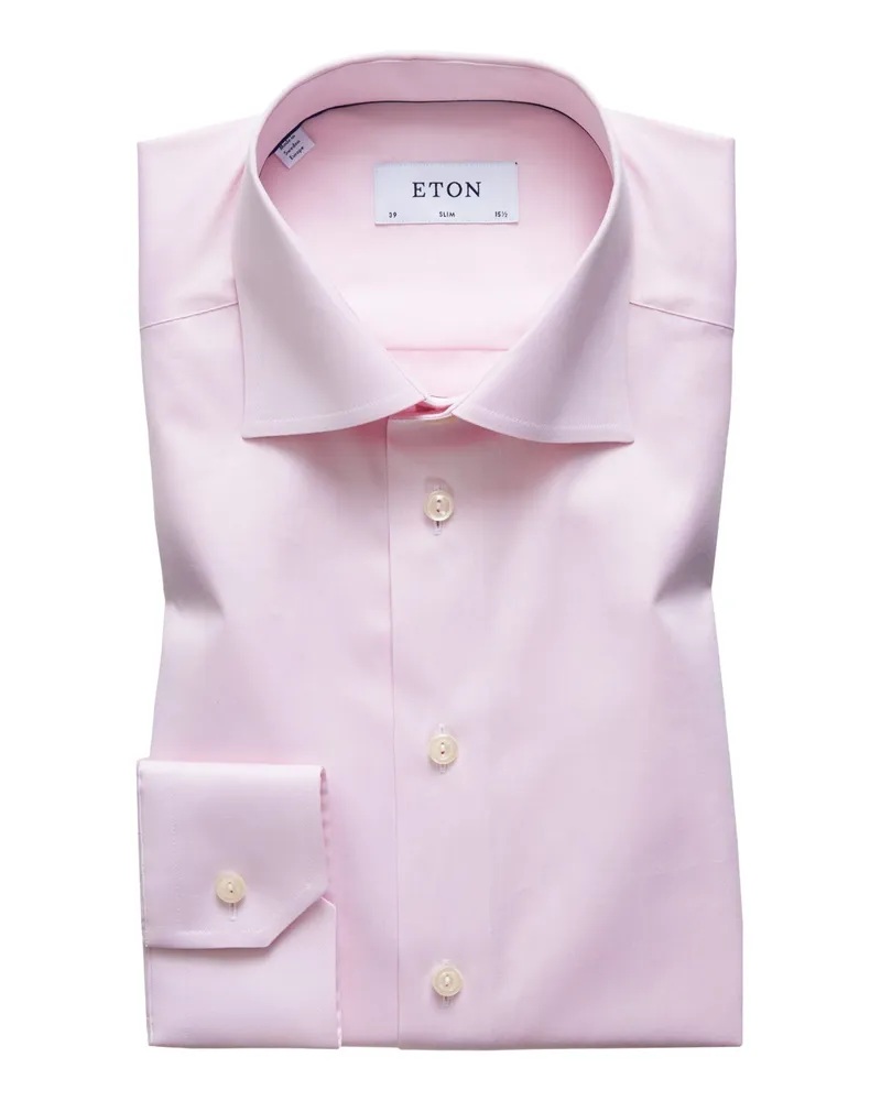 Eton Unifarbenes Signature Twill Hemd, Slim Fit in Pink