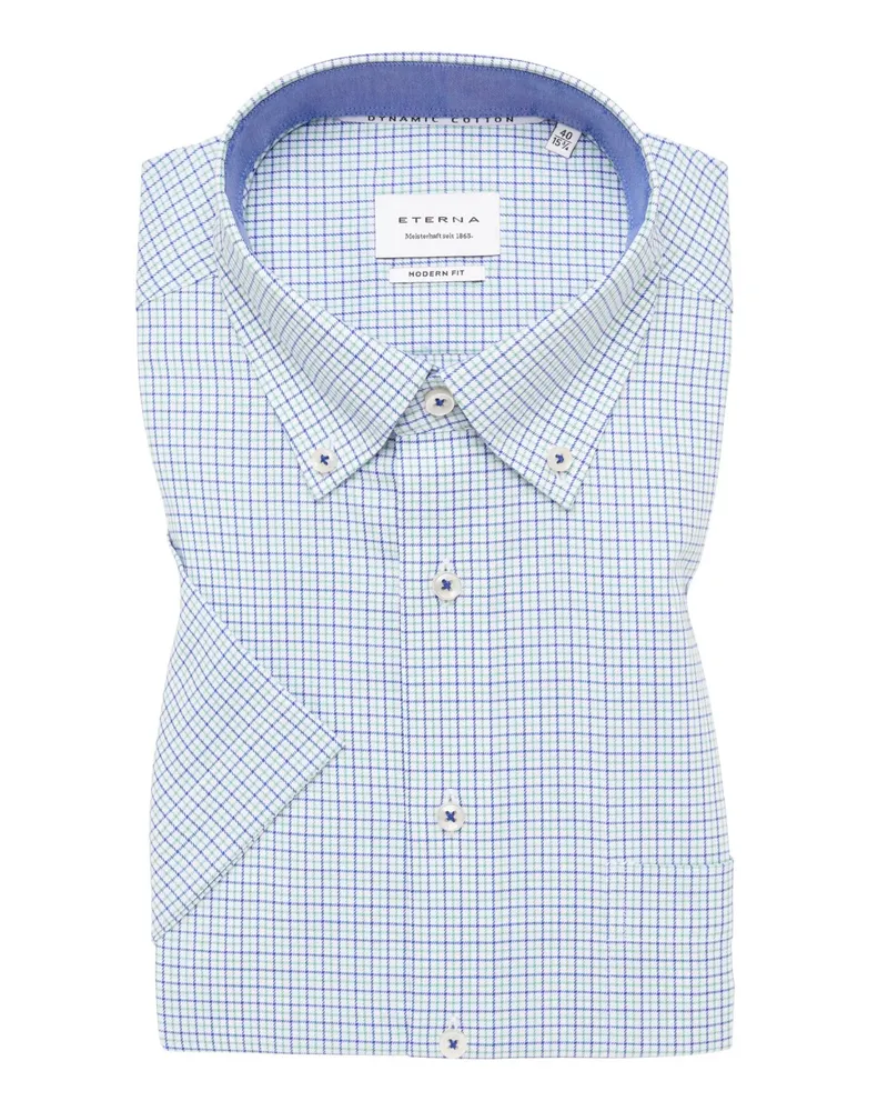 Eterna Bügelfreies Kurzarmhemd mit Button-Down-Kragen, Modern Fit in Grün