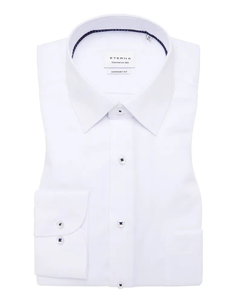 Eterna Bügelfreies Baumwollhemd mit Struktur, Comfort Fit in Weiß