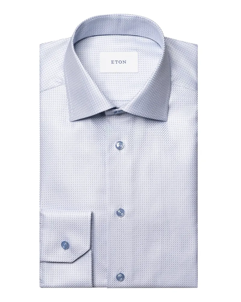 Eton Strukturiertes King Twill-Hemd mit Haifischkragen, Slim in Hellblau
