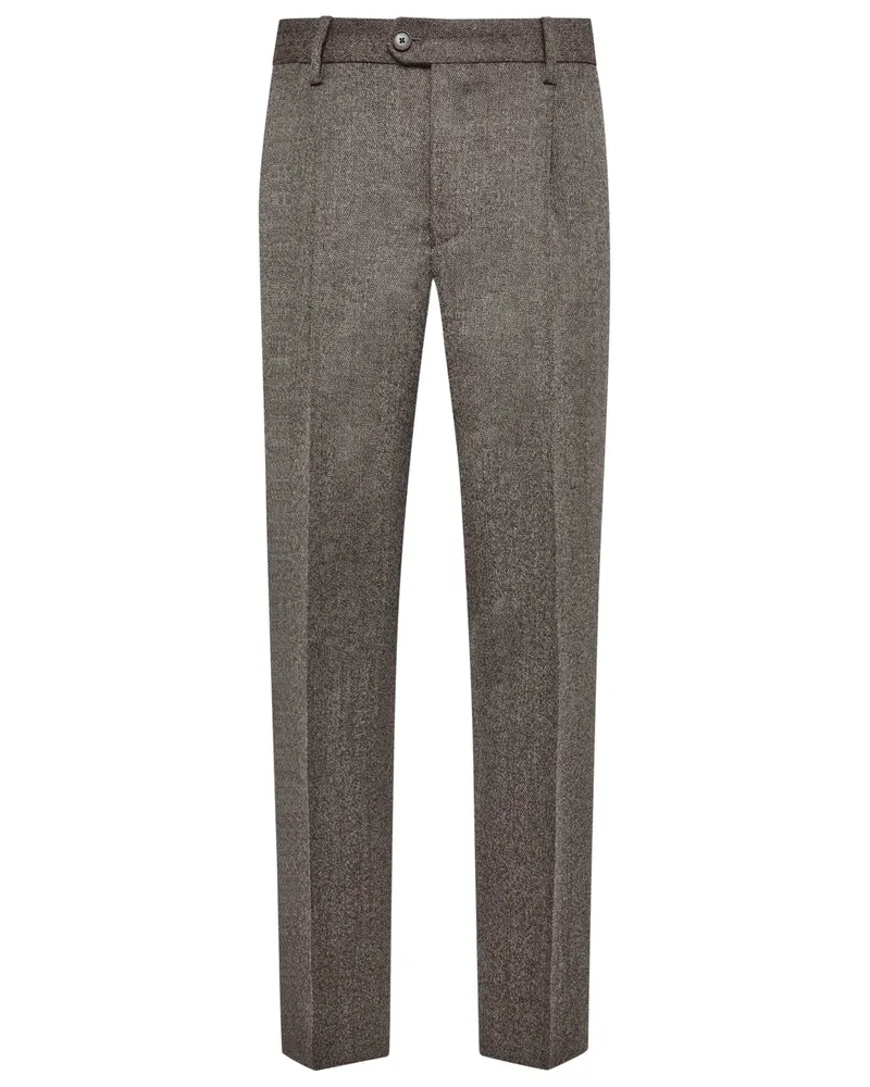 Profuomo Bundfaltenhose in Flanell-Qualität in Braun