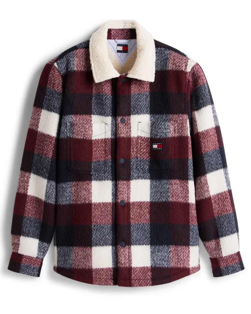 Tommy Hilfiger Oversized Fit Overshirt mit Teddy-Kragen in Rot