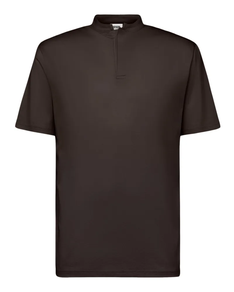 Drykorn Glattes Poloshirt Louis mit Stehkragen und Lyocell-Anteil, Regular in Dunkelbraun