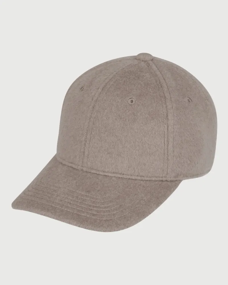 Profuomo Flanell-Cap aus Wolle mit Label-Aufnäher in Braun