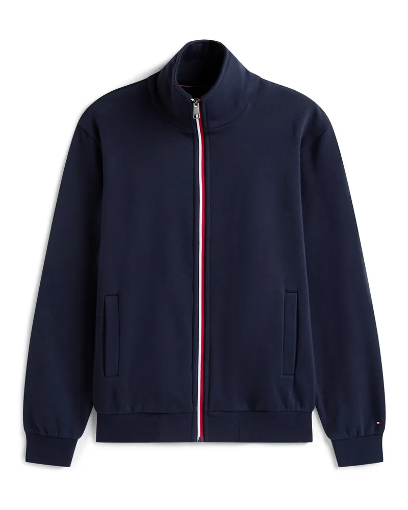 Tommy Hilfiger Sweatjacke mit Global-Stripe-Zip und Stehkragen in Marine