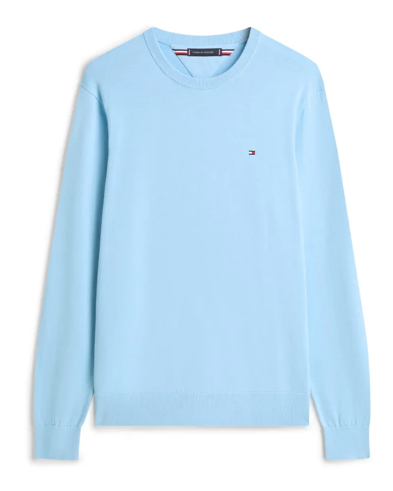 Tommy Hilfiger Leichter Pullover aus Baumwolle mit Flag-Aufnäher in Hellblau