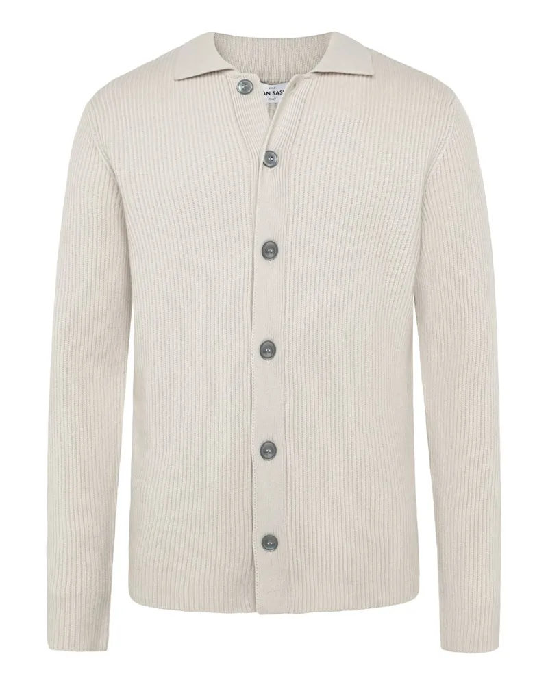 Gran Sasso Softe Strickjacke aus Wolle und Kaschmir in Offwhite