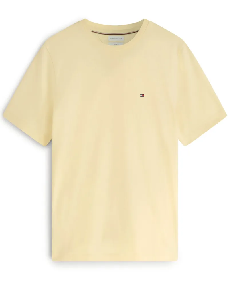 Tommy Hilfiger Softes T-Shirt mit kleiner Logo-Stickerei, Regular Fit in Gelb