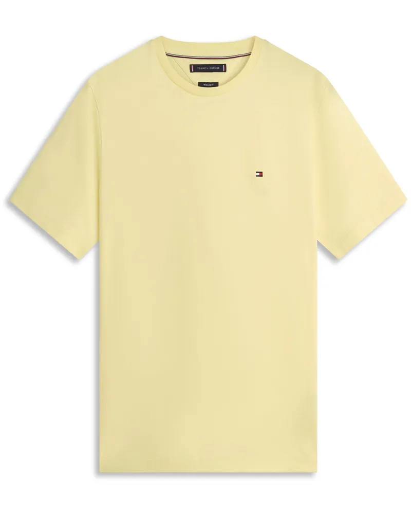 Tommy Hilfiger Softes T-Shirt mit kleiner Logo-Stickerei, Regular Fit in Gelb