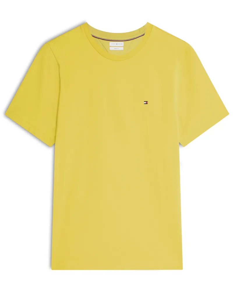 Tommy Hilfiger Softes T-Shirt mit kleiner Logo-Stickerei, Regular Fit in Gelb
