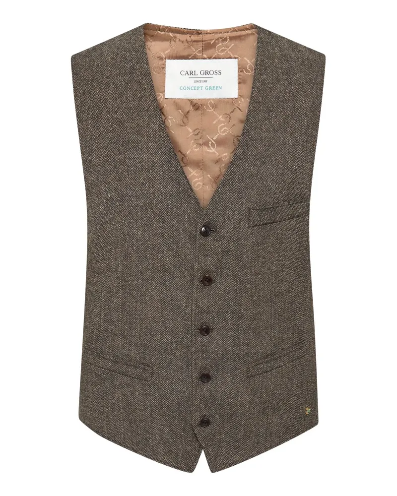 Carl Gross Weste aus einem Wollgemisch mit Seide und Stretch, Modern Fit in Braun
