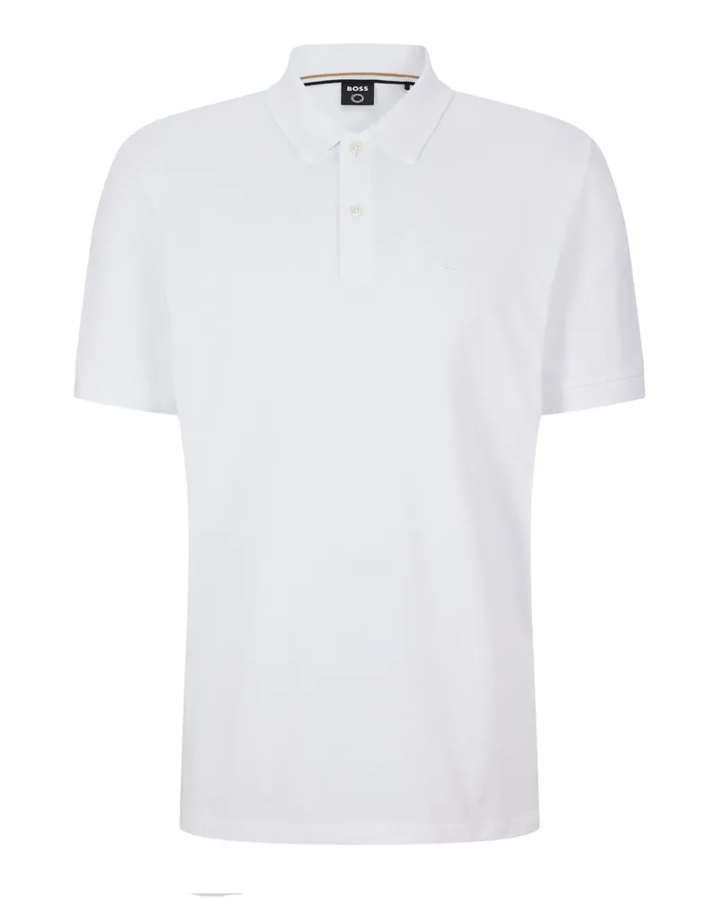 HUGO BOSS Unifarbenes Piqué-Poloshirt mit kleiner Label-Stickerei in Weiß