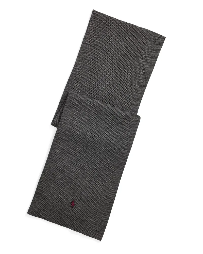 Ralph Lauren Schal aus waschbarem Merino-Rippstrick in Anthrazit