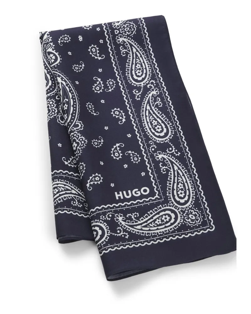 HUGO BOSS Bandana aus einem Seiden-Mix mit Paisley-Print in Marine