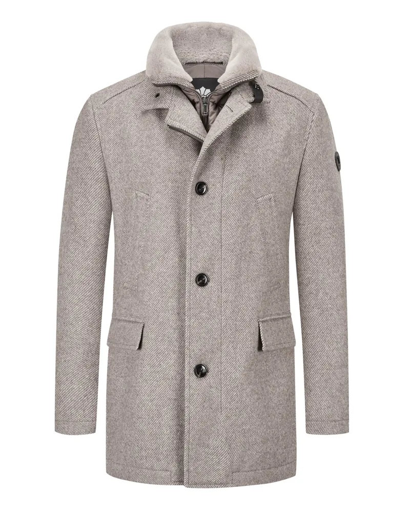 JOOP! Übergangsjacke aus einem Wollmix mit Blende und Fake Fur-Kragenbestz, Regular in Marine