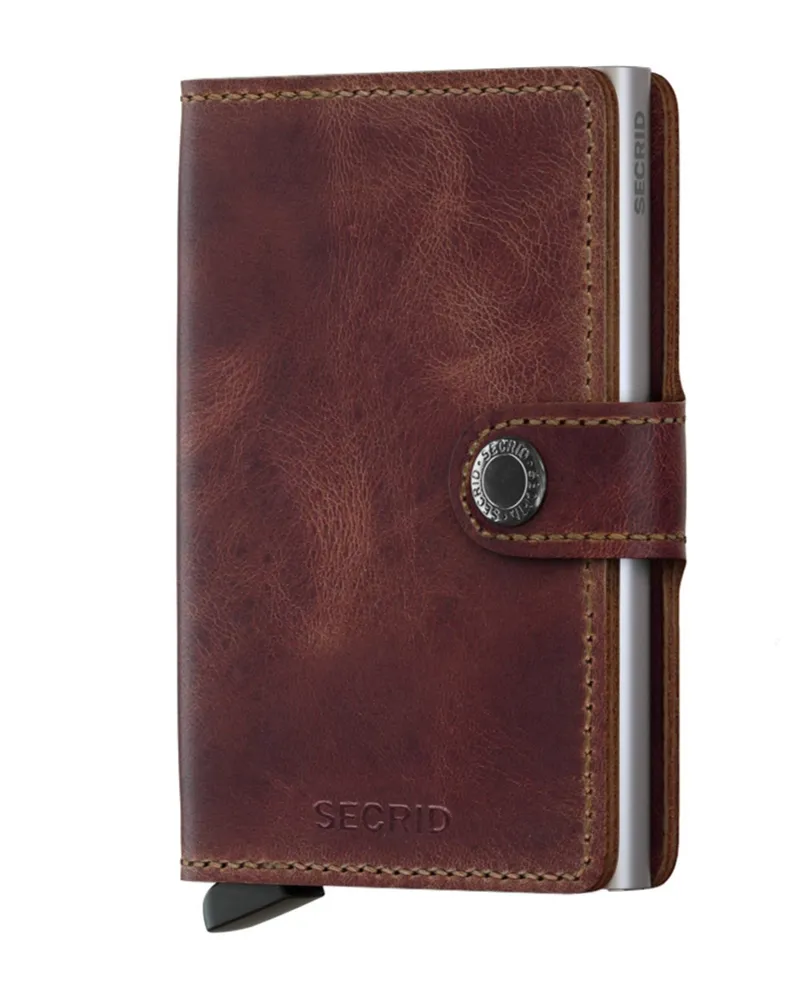 SECRID Vintage-Geldbeutel mit Cardprotector in Braun
