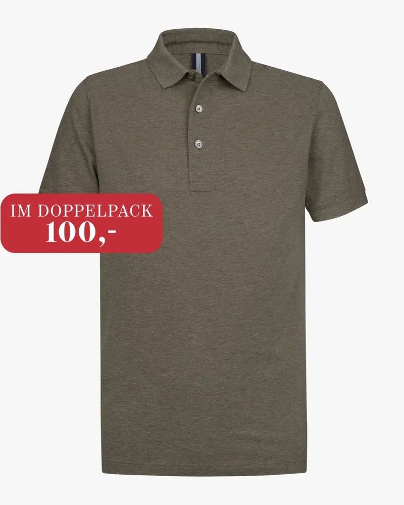 Profuomo Piqué-Poloshirt aus Bio-Baumwolle, Regular Fit in Hellbraun