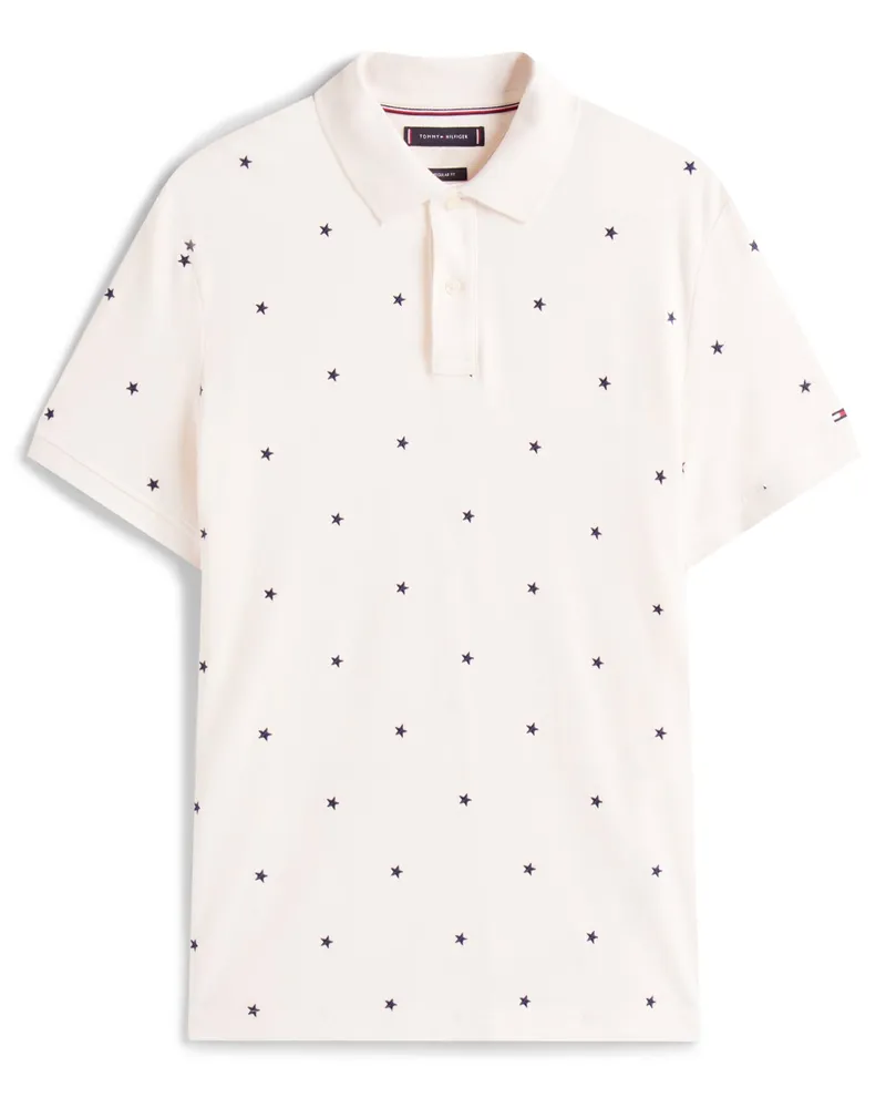 Tommy Hilfiger Poloshirt mit Muster und Stretchanteil in Offwhite