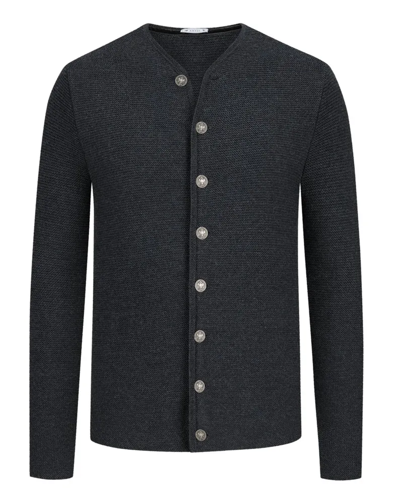 Amsel Trachten-Strickjacke aus Merinowolle in Grau