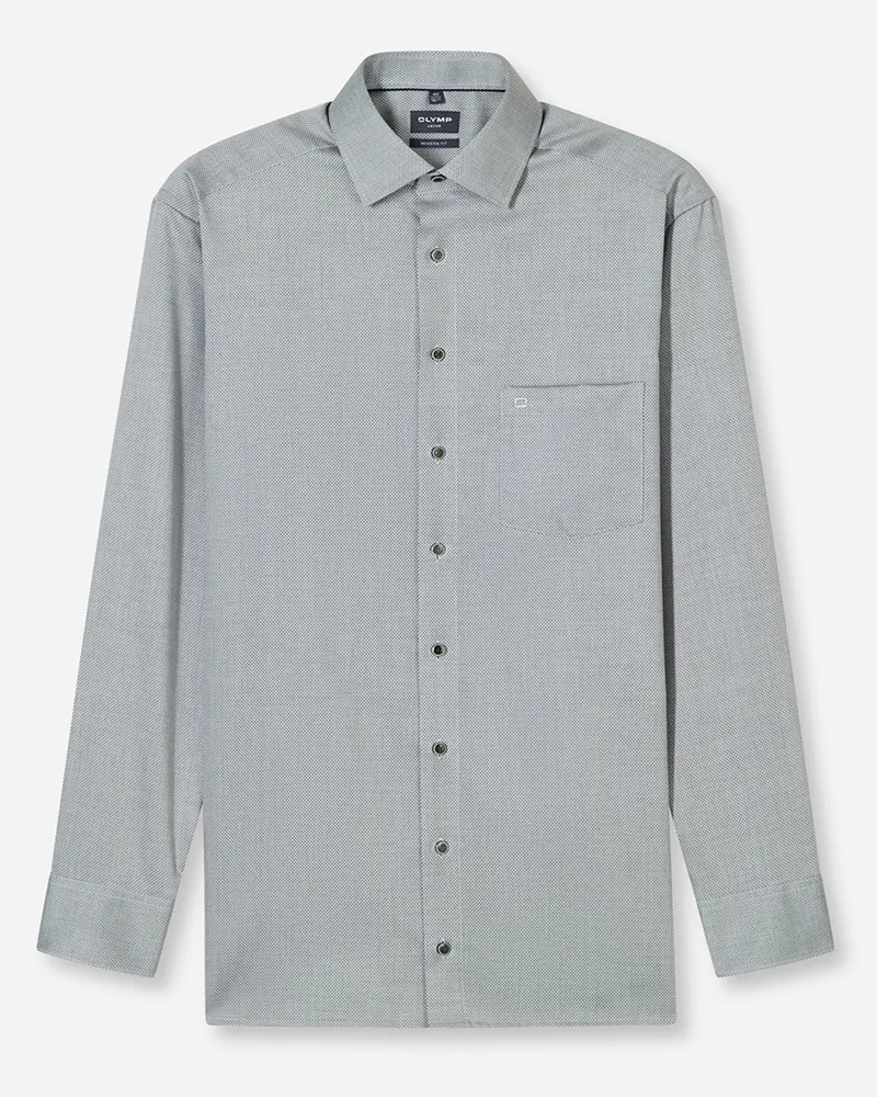 Olymp Luxor, Modern Fit, Baumwollhemd mit Struktur in Oliv