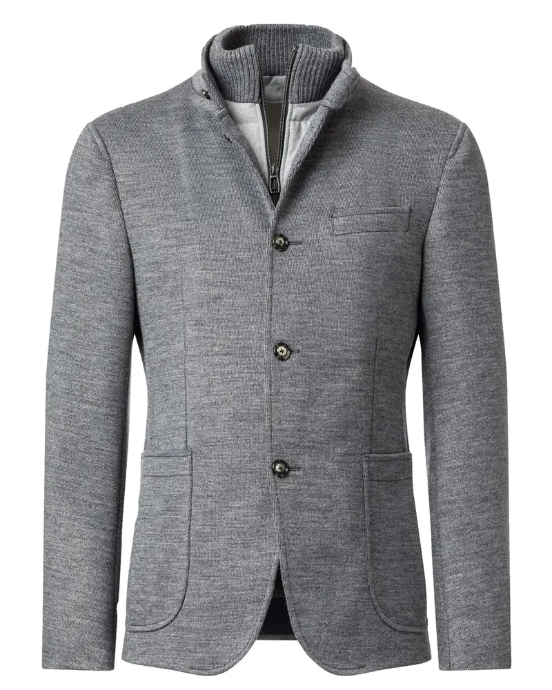 JOOP! Hybrid-Sakko in Strick-Qualität mit Stehkragen in Grau