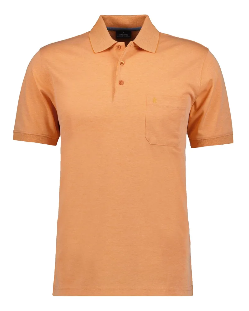 Ragman Unifarbenes Poloshirt aus einem Baumwoll-Mix mit Brusttasche in Orange