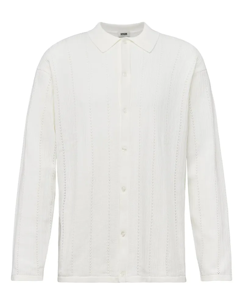 Drykorn Leichte Strickjacke Emilias aus Baumwolle mit Umlegekragen in Natur