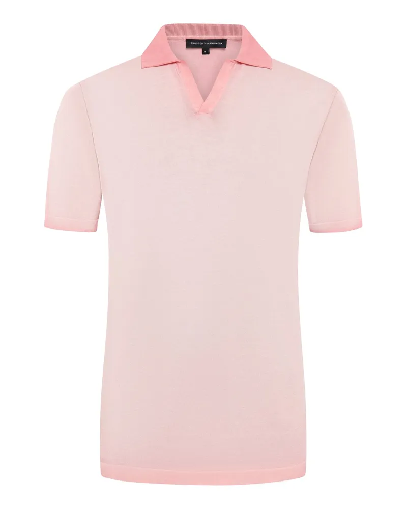 Trusted Handwork Poloshirt aus Pima-Baumwolle mit Variokragen in Berry