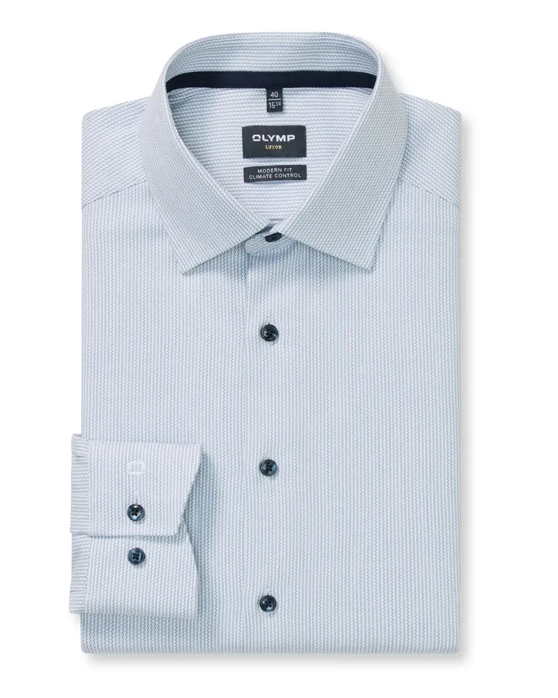Olymp Luxor, Modern Fit, Stretch-Hemd mit Print in Hellblau