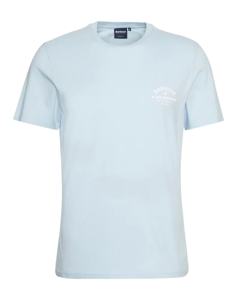 Barbour T-Shirt aus Baumwolle mit Label-Print, Tailored Fit in Hellblau