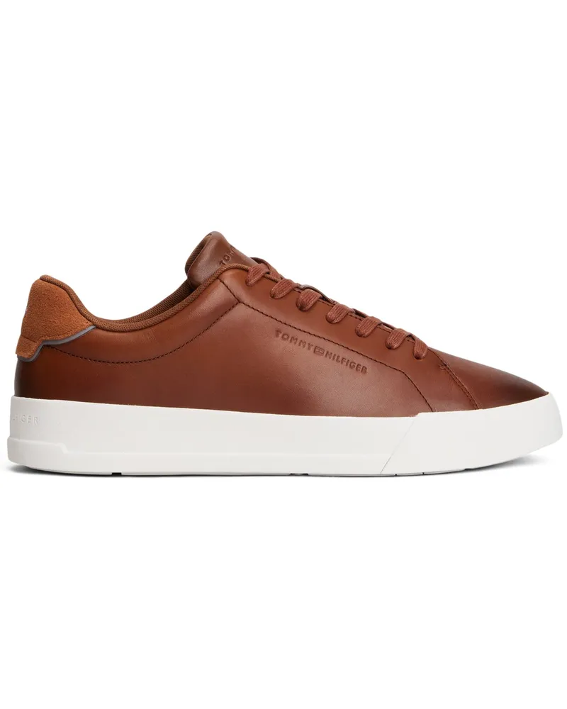 Tommy Hilfiger Low Top-Sneaker aus Glattleder in Braun