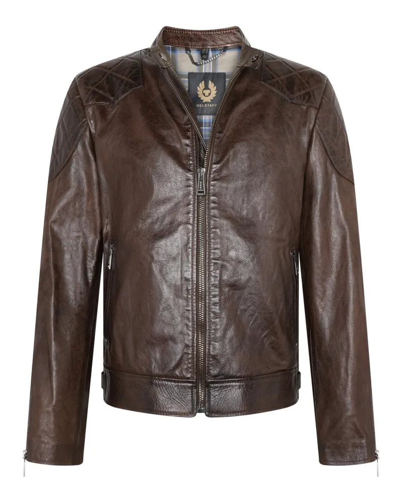 Belstaff Lederjacke Outlaw mit Ellenbogen- und Schulter-Patches in Braun