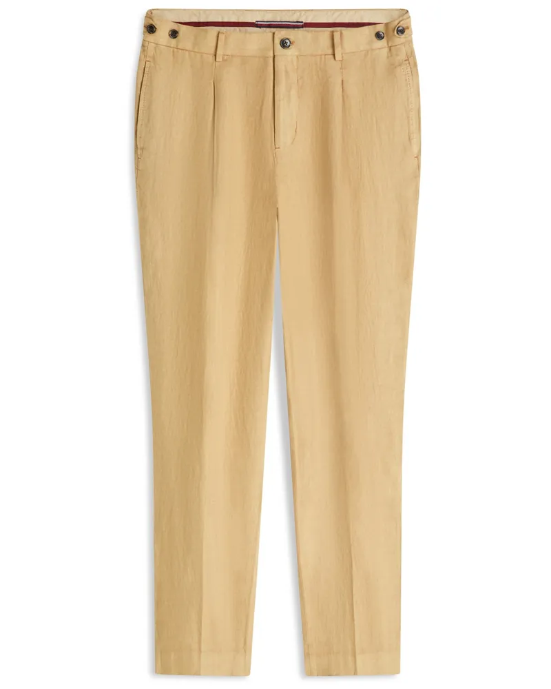 Tommy Hilfiger Vorgewaschene Leinenhose New York Label, Tapered Fit in Beige
