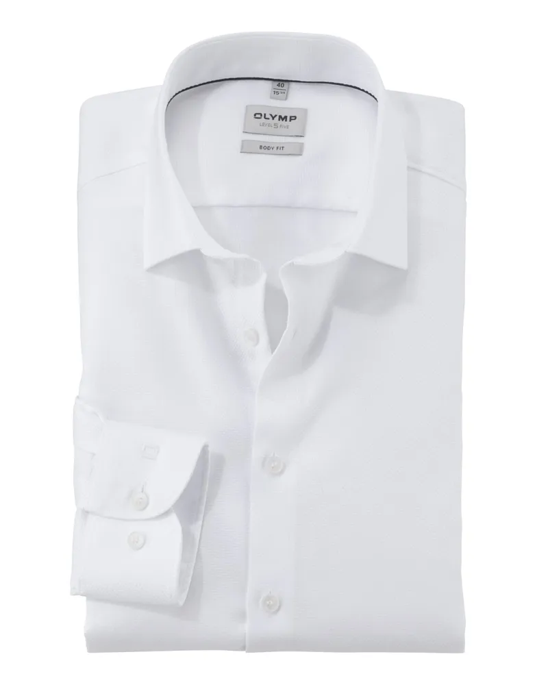 Olymp Level Five, Body Fit, Hemd mit Stretch und Struktur in Weiß