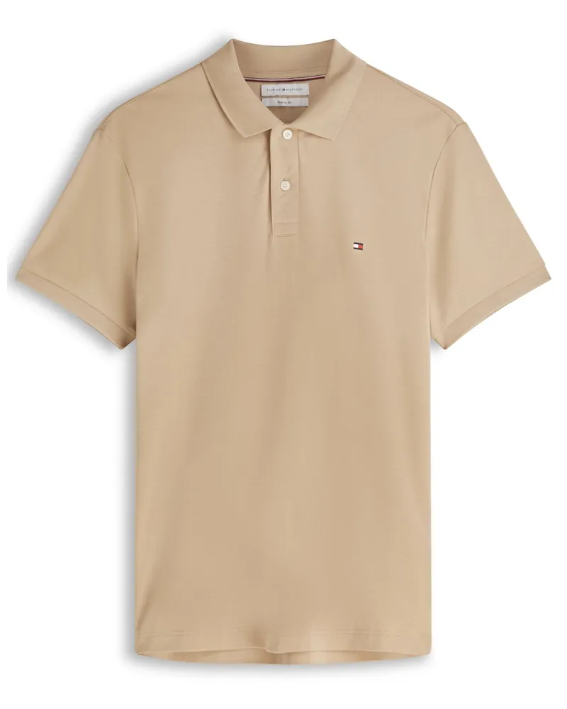 Tommy Hilfiger Piqué-Poloshirt aus Baumwolle mit Logo-Stickerei, Regular Fit in Beige